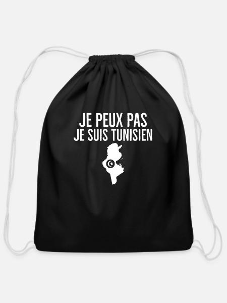 Je Peux Pas Je Suis Tunisien - Cotton Drawstring Bag - black