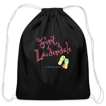 Fort Lauderdale Florida - Cotton Drawstring Bag - black - Front