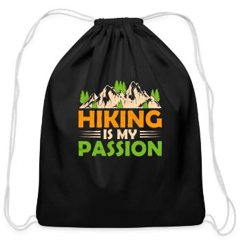 Hiking is my happy Place! Passionated Hiker Walker - Cotton Drawstring Bag - black - Front