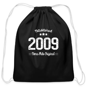 10Th Top For Established 2009 - Cotton Drawstring Bag - black - Front