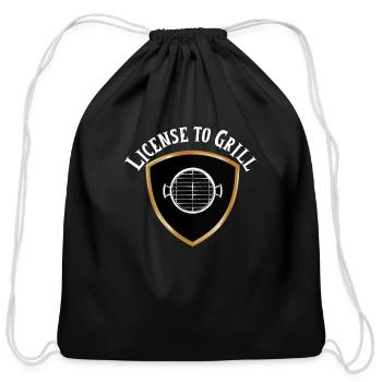 License to Grill - Cotton Drawstring Bag - black - Front