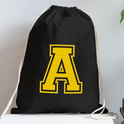 Letter A – Capital Athletic Alphabet Monogram - Cotton Drawstring Bag