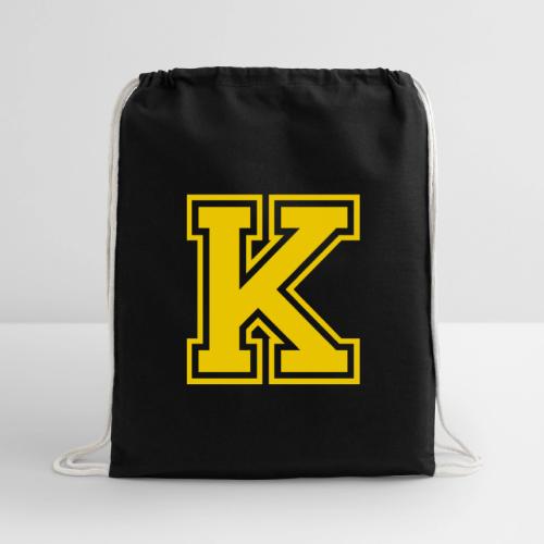 Letter k – Capital Athletic Alphabet Monogram - Cotton Drawstring Bag