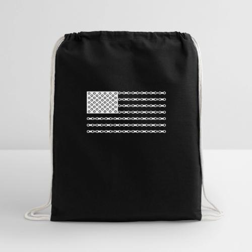 Bicycle Chain American Flag - Cotton Drawstring Bag