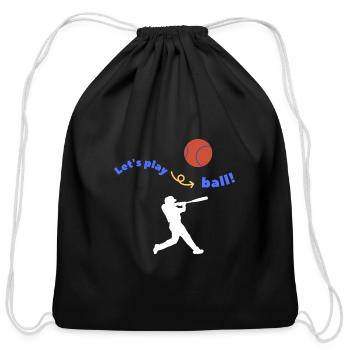 Lets Play Baseball - Cotton Drawstring Bag - black - Front