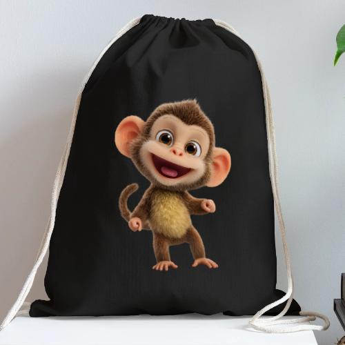 Happy Baby Monkey Standing - Cotton Drawstring Bag