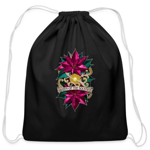 Queen of the Solstice Poinsettia T-Shirt - Cotton Drawstring Bag