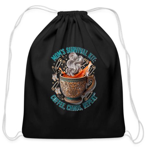 Mom's Survival Kit Tee | Coffee Chaos - Cotton Drawstring Bag