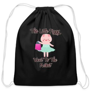 This Piggy Market Sleeve - Cotton Drawstring Bag - black - Front