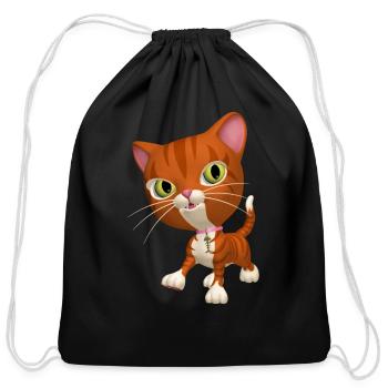 Orange Tabby Kitty Cat - Cotton Drawstring Bag - black - Front