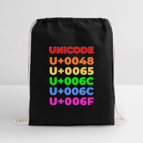 Hello, in unicode - Cotton Drawstring Bag