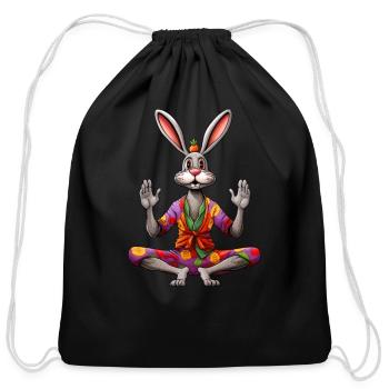 Yogi Rabbit - Cotton Drawstring Bag - black - Front