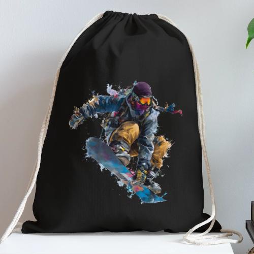 Snowboarding: Splash of Speed - Cotton Drawstring Bag