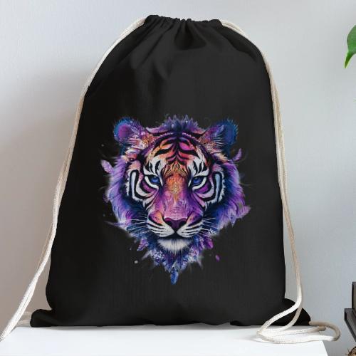 Mystic Violet Tiger - Cotton Drawstring Bag