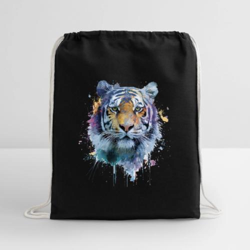 Splash-Art Tiger Face - Cotton Drawstring Bag