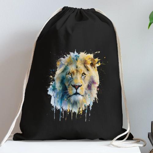 Splash-Art Lion Face - Cotton Drawstring Bag