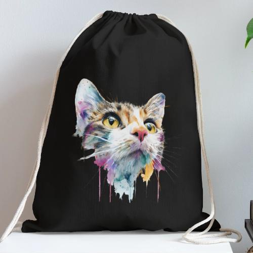 Chromatic Cat Splash - Cotton Drawstring Bag