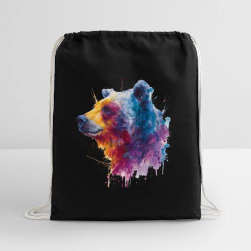 Watercolor Bear Portrait - Cotton Drawstring Bag