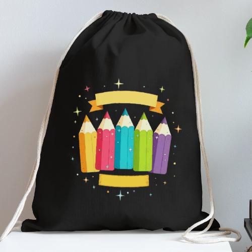 Colorful pens with stars - Cotton Drawstring Bag