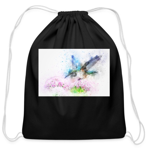 blue bird - Cotton Drawstring Bag