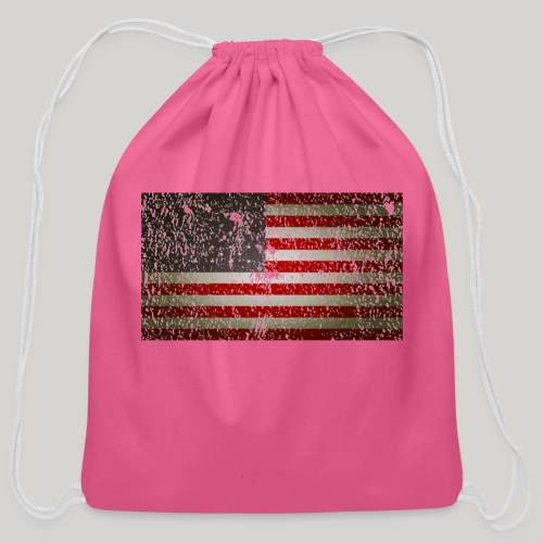 US Flag distressed - Cotton Drawstring Bag