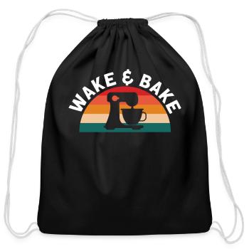 Wake And Bake Baking Mixer For Baking Lover - Cotton Drawstring Bag - black - Front