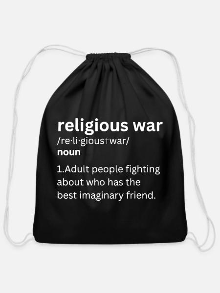 Religious War Definition Aldult People Fighting - Cotton Drawstring Bag - black
