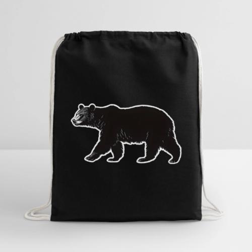 Midnight Black Bear - Cotton Drawstring Bag