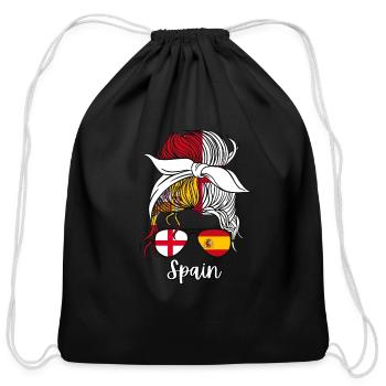 Spain España Half Spanish Half English Girl - Cotton Drawstring Bag - black - Front