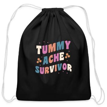 Tummy Ache Survivor Groovy - Cotton Drawstring Bag - black - Front