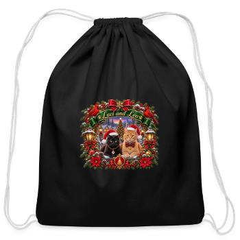 Luci and Leo Christmas - Cotton Drawstring Bag - black - Front