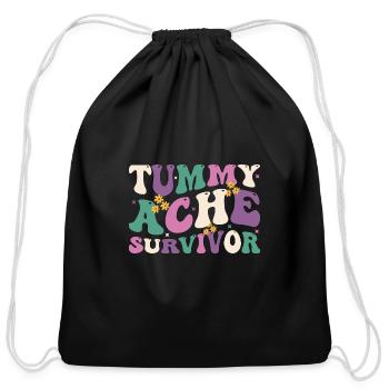 Tummy Ache Survivor Vintage - Cotton Drawstring Bag - black - Front
