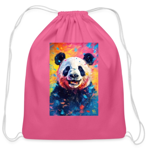 Paint Splatter Panda Bear - Cotton Drawstring Bag