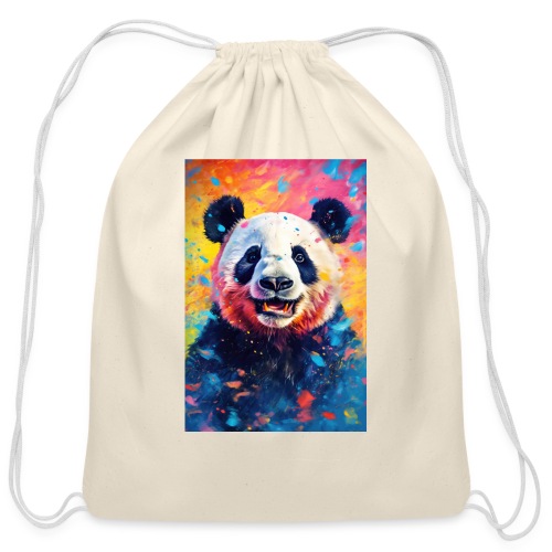 Paint Splatter Panda Bear - Cotton Drawstring Bag