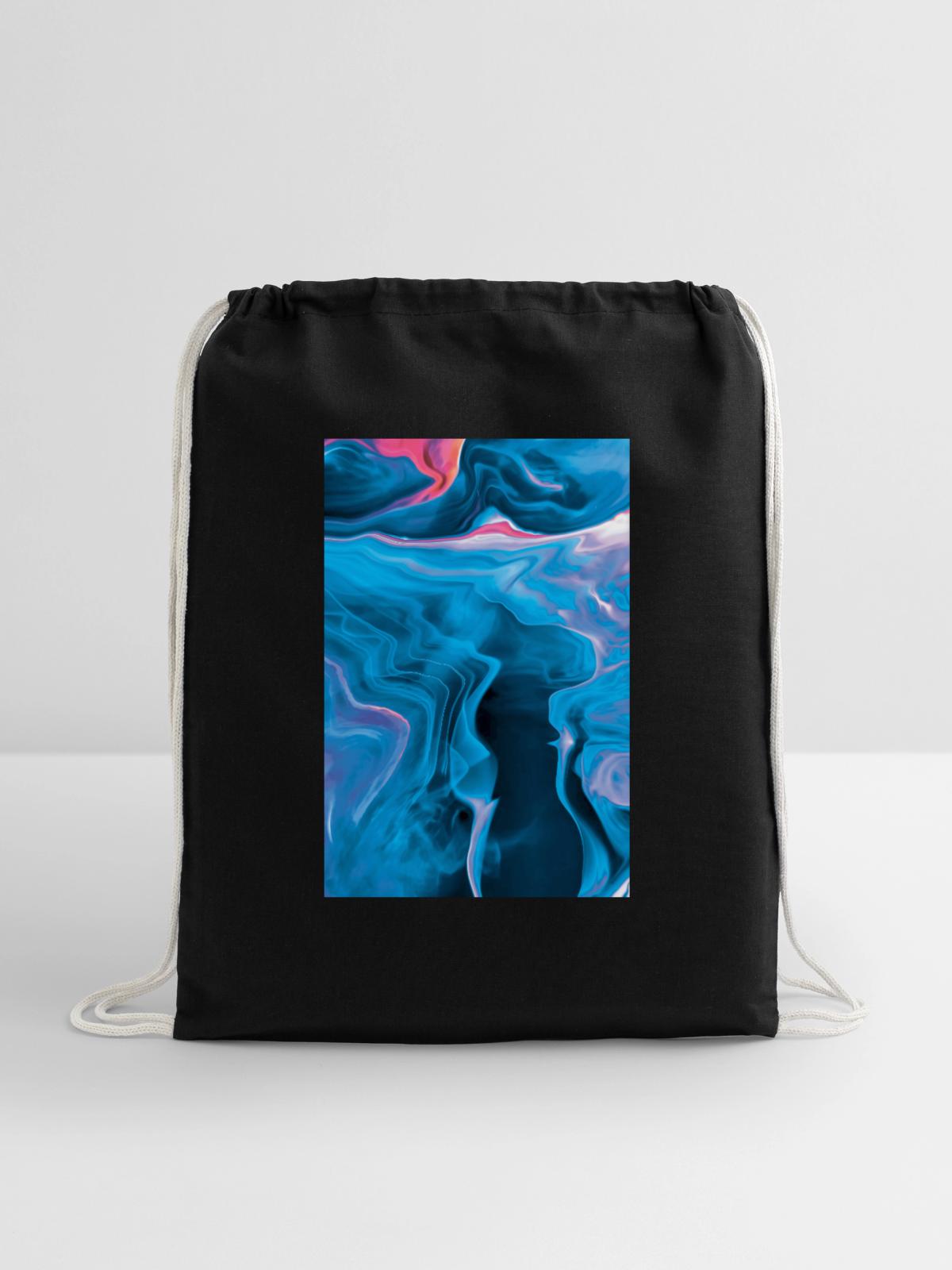 Blue Smoke - Cotton Drawstring Bag - black - Front