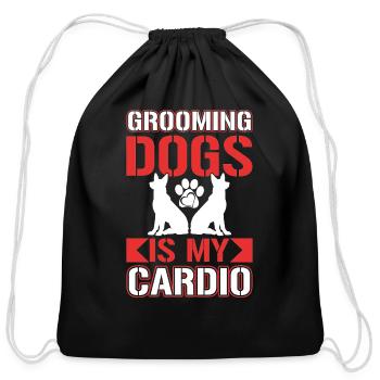 Groomina Dogs Is My Cardio - Cotton Drawstring Bag - black - Front