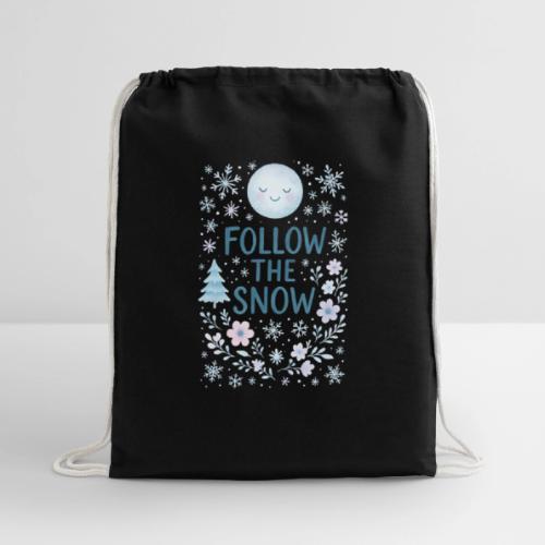 Follow the Snow – Cozy Winter Watercolor - Cotton Drawstring Bag