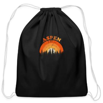 Vintage Aspen Colorado Fan Retro Cool Sunset - Cotton Drawstring Bag - black - Front
