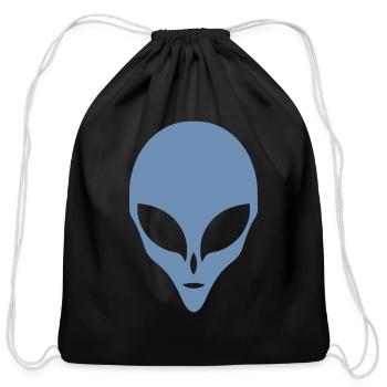 Alien Silhouette Head Face - Cotton Drawstring Bag - black - Front
