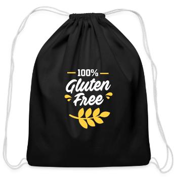 Gluten Free Lifestyle 100 Percent Gluten Free - Cotton Drawstring Bag - black - Front