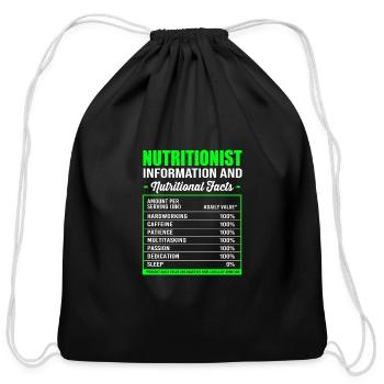 Registered Dietitian Funny Nutritionist Facts - Cotton Drawstring Bag - black - Front