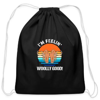 Feeling Woolly Good Retro Sunset Woolly Mammoth - Cotton Drawstring Bag - black - Front