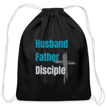 Husband Father Disciple - Cotton Drawstring Bag - black - Front
