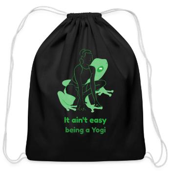 It Ain t Easy Being A Yogi - Cotton Drawstring Bag - black - Front
