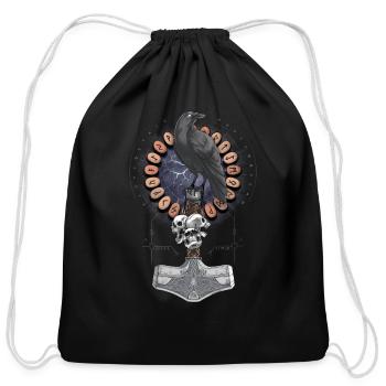 Norse Hammer Raven - Cotton Drawstring Bag - black - Front