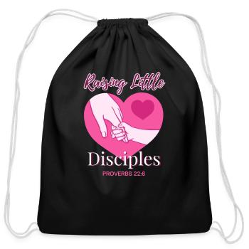 Christian Mother's Day Raising Little Disciples - Cotton Drawstring Bag - black - Front