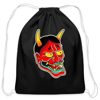 Traditional Hannya Mask Flash - Cotton Drawstring Bag - black - Front