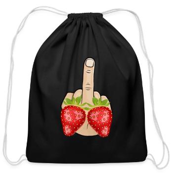 Stinky finger Fuck you Strawberry Berry - Cotton Drawstring Bag - black - Front