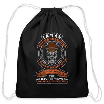 Archaeologist Heritage Historian - Cotton Drawstring Bag - black - Front