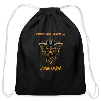 Kings are born in January - Cotton Drawstring Bag - black - Front